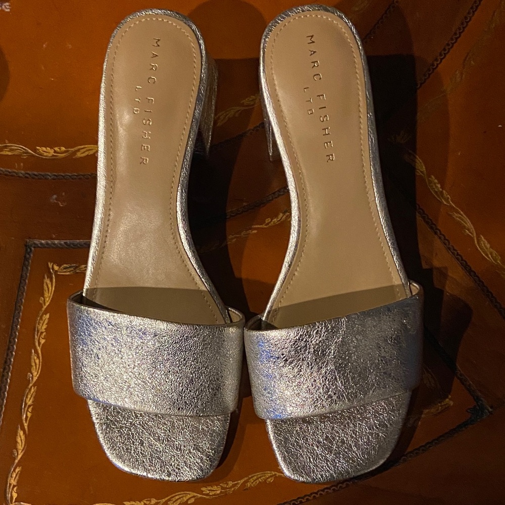 Marc Fisher Shimmering Gold Mules